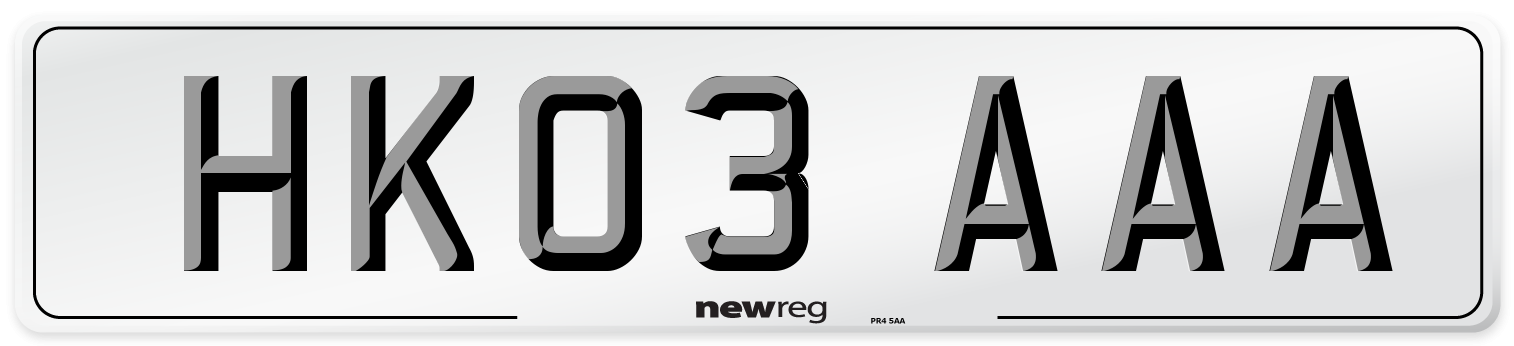 HK03 AAA Number Plate from New Reg